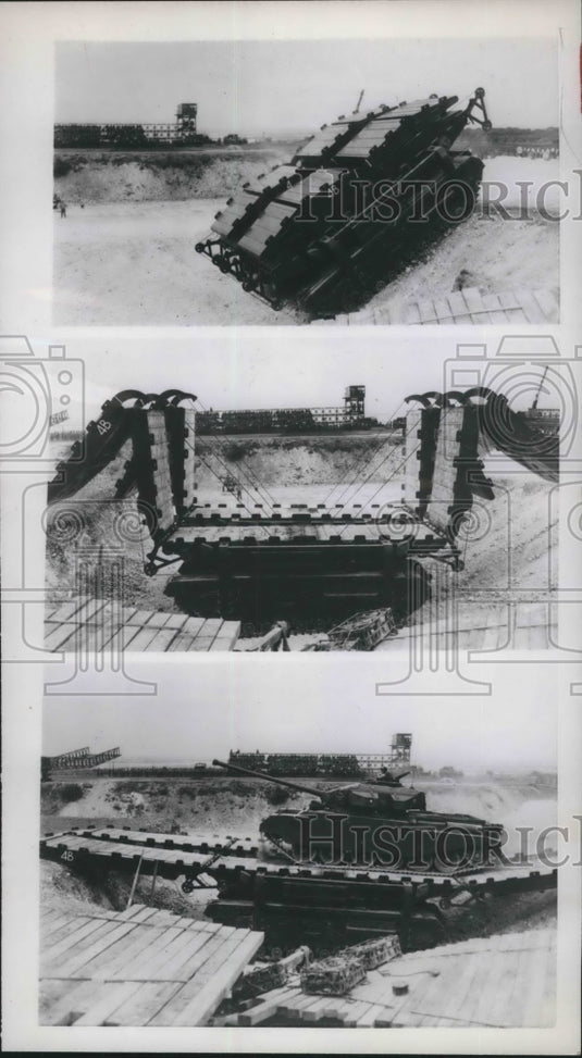1957 Press Photo Linked Ark and Tank Tests in Chatham, Kent, England - mjm06170 - Historic Images
