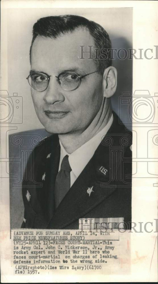 1957 Press Photo Army Colonel John C. Nickerson, Army Rocket Expert World War II - Historic Images