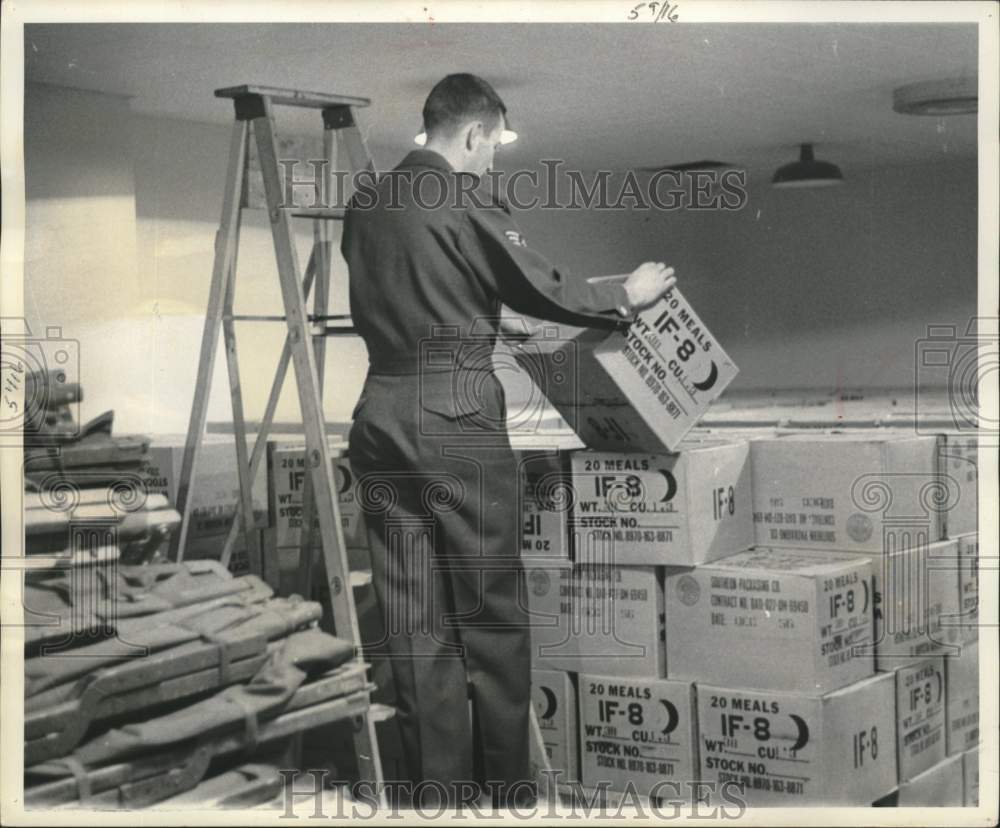 1958 Food and siege supplies store in SAC stock room, Offutt Base-Historic Images