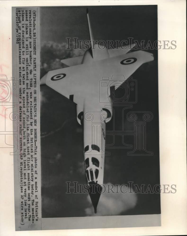 1963 Press Photo Britain&#39;s new TSR2 bomber jet, British Air Ministry - Historic Images