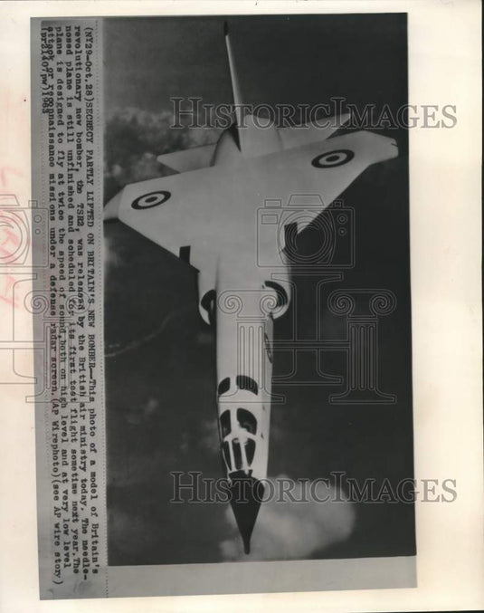 1963 Press Photo Britain's new TSR2 bomber jet, British Air Ministry - Historic Images