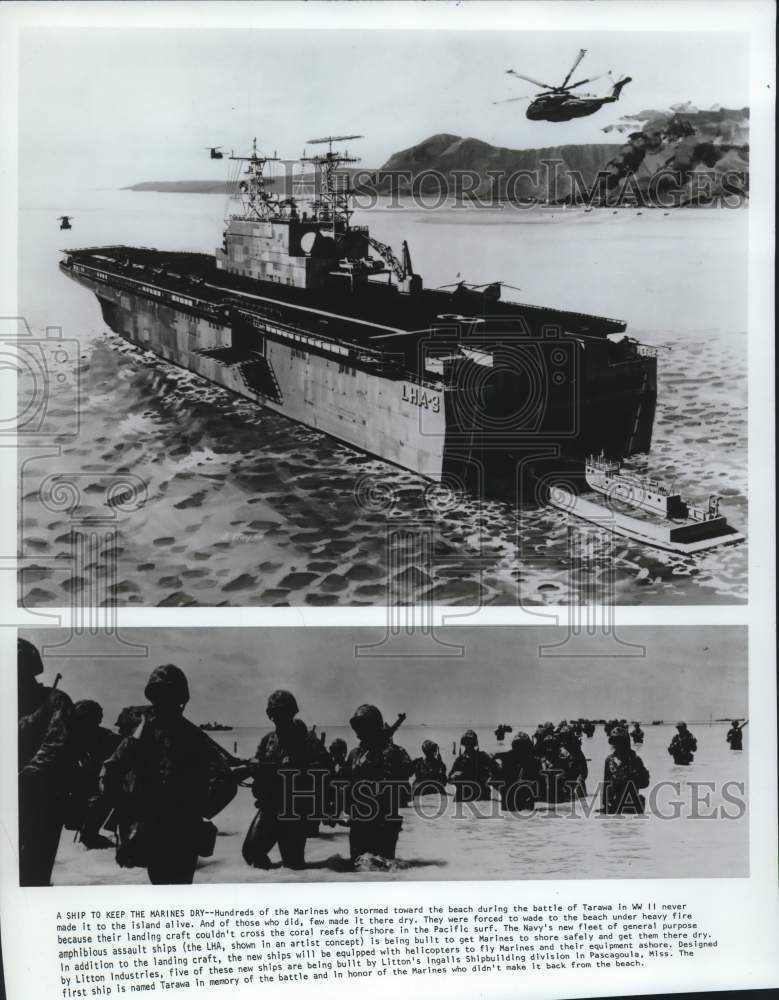 1973 Press Photo New Amphibious Assault Ship, LHA Designed to Get Marines Ashore - Historic Images