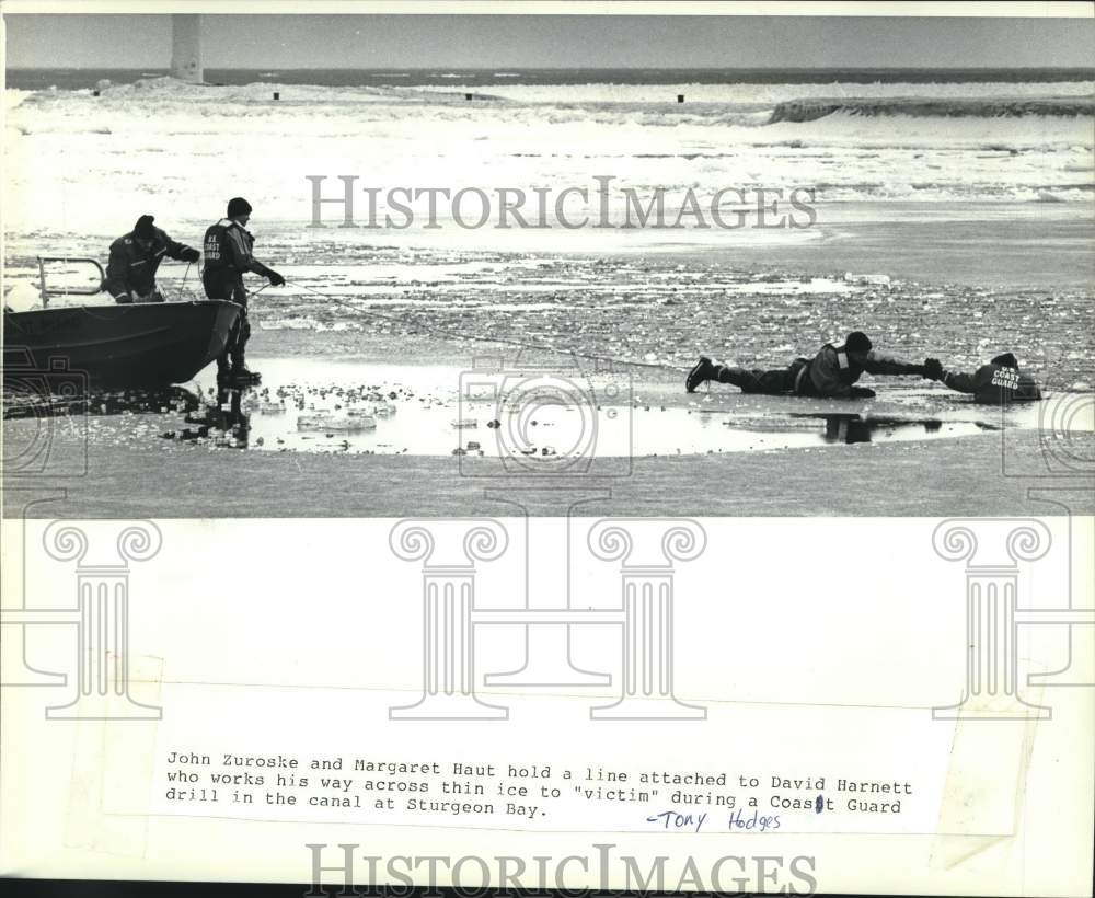 1994 U.S. Coast Guard performs a rescue drill in Sturgeon Bay - Historic Images