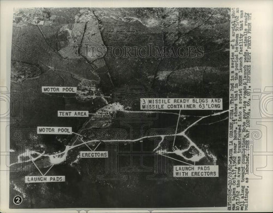1962 Press Photo Aerial & labeled photo of Sagua La Grande air base, Cuba - Historic Images