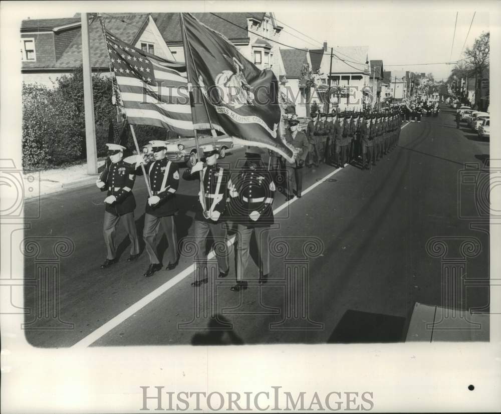 1963 Press Photo Military units marching in Veterans Day Parade, Milwaukee - Historic Images