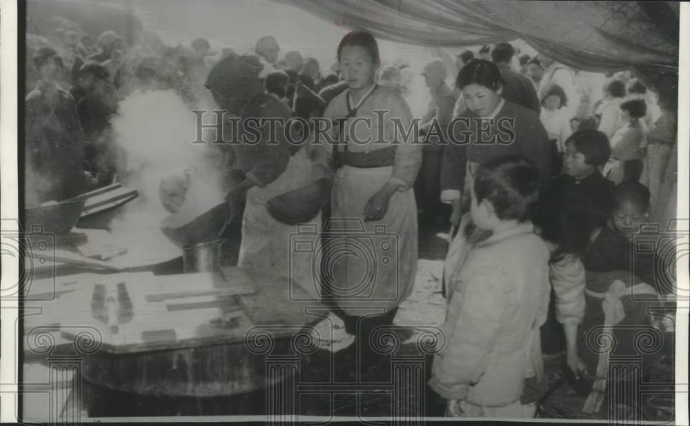 1952 South Korean refugees line up for rations from Korean army.-Historic Images