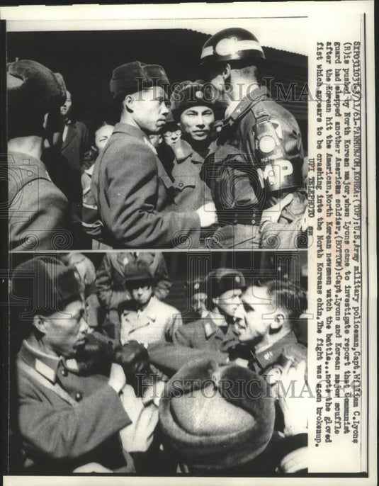 1961 Press Photo Army MP Captain William Lyons & Korean major scuffle - Historic Images
