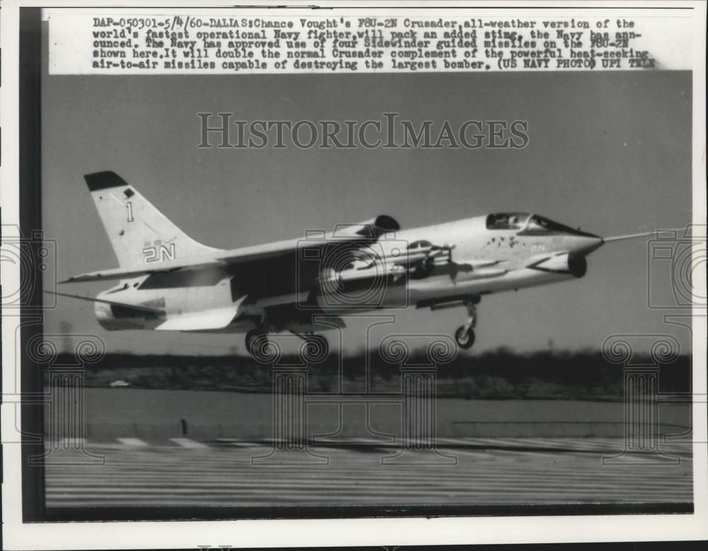 1960 Navy&#39;s D8U-2N shown taking off will carry Sidewinder missiles. - Historic Images