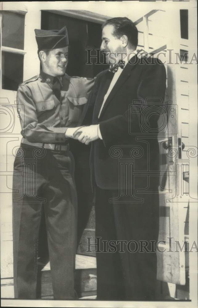 1951 Father Greets John Sabatini, Jr, only 14 Was Discharged at Camp-Historic Images