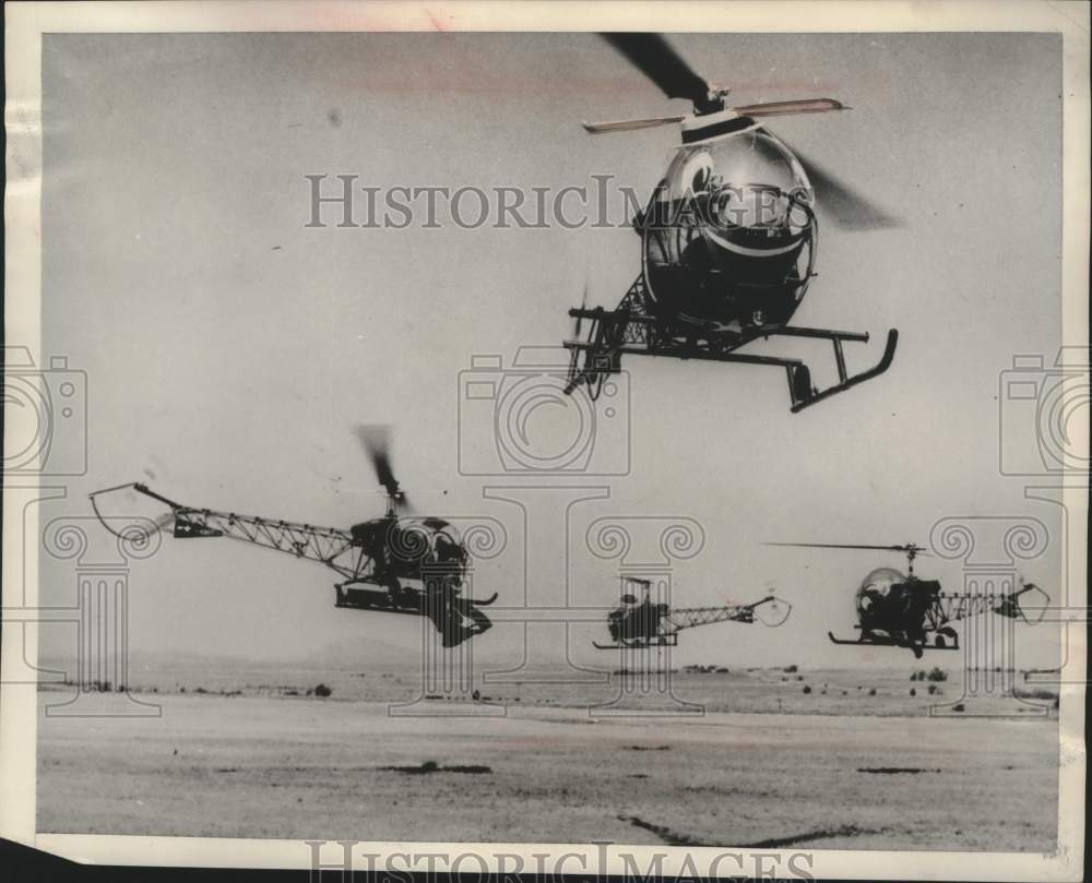 1953 Press Photo US Army helicopters do &quot;dance&quot; at Fort Sill, Oklahoma. - Historic Images