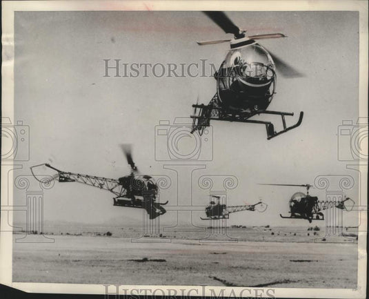 1953 Press Photo US Army helicopters do "dance" at Fort Sill, Oklahoma. - Historic Images