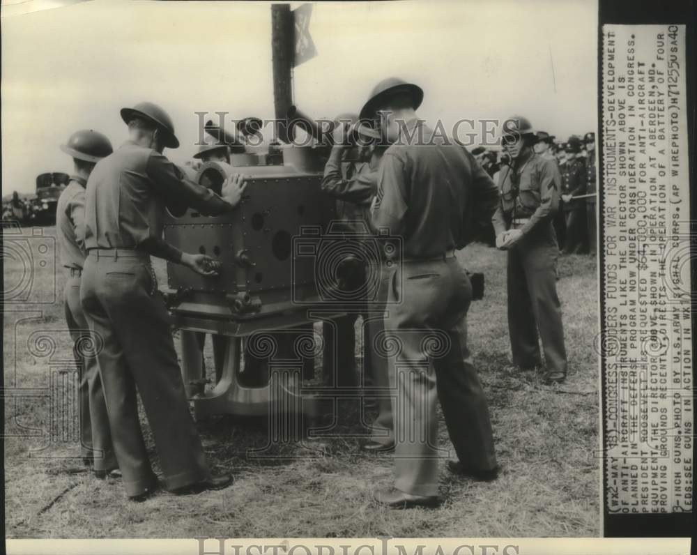 1940 Press Photo US Army Troops operate anti-aircraft director, Aberdeen, MD - Historic Images