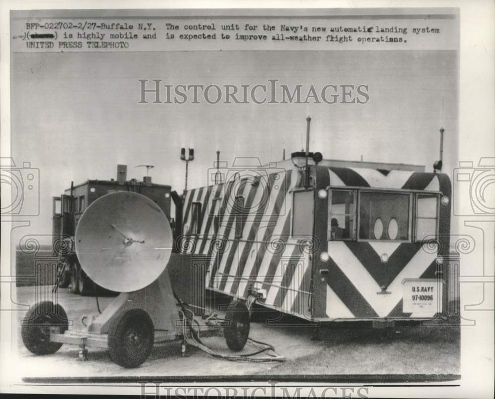 1957 Press Photo Control unit for US Navy automatic landing system - Historic Images