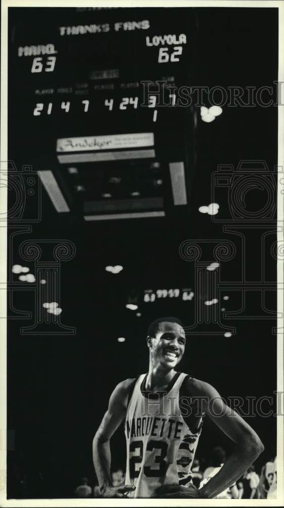 1981 Press Photo Marquette&#39;s Michael Wilson smiles after his team won game - Historic Images