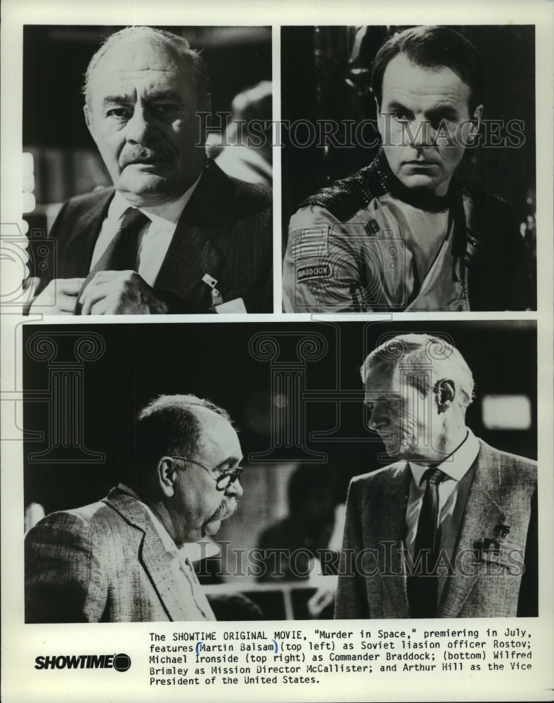 1985 Press Photo Martin Balsam, Michael Ironside, Wilfred Brimley &amp; Arthur Hill-Historic Images