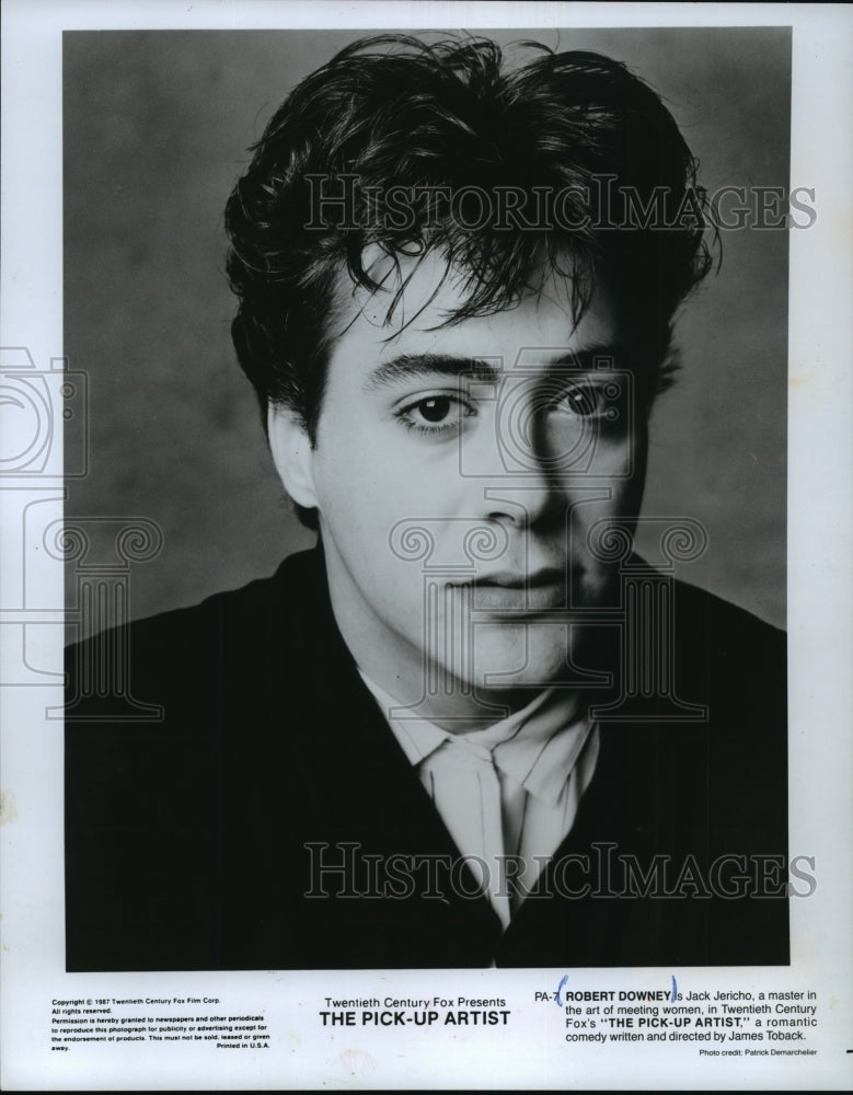1987 Press Photo Robert Downey is Jack Jericho in &quot;The Pick-Up Artist&quot;-Historic Images