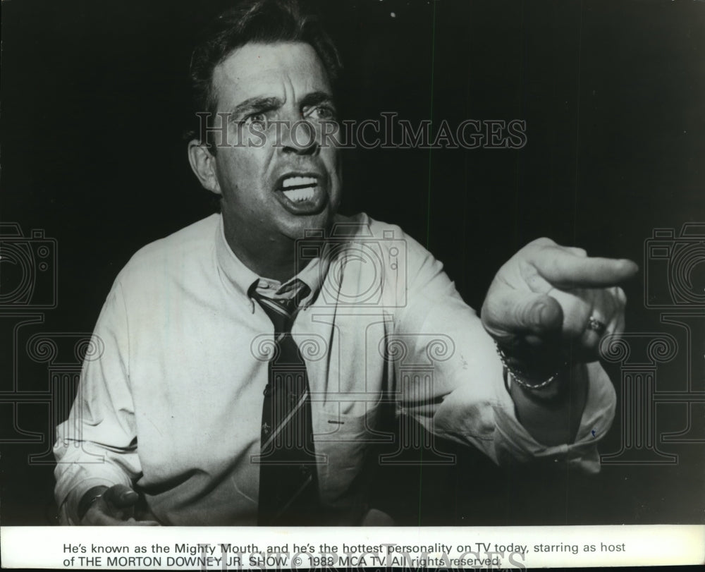 1988 Press Photo Morton Downey Jr. in The Morton Downey Jr. Show - mjp00500 - Historic Images