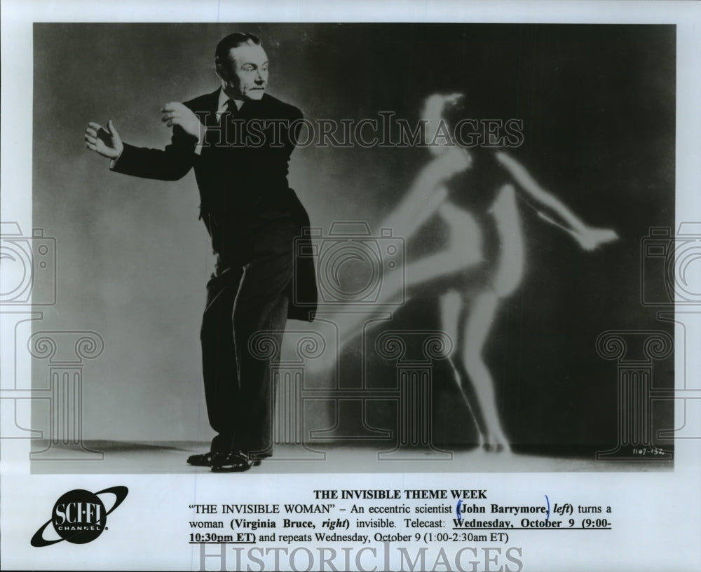 Press Photo John Barrymore and Virginia Bruce in &quot;The Invisible Woman&quot; - Historic Images