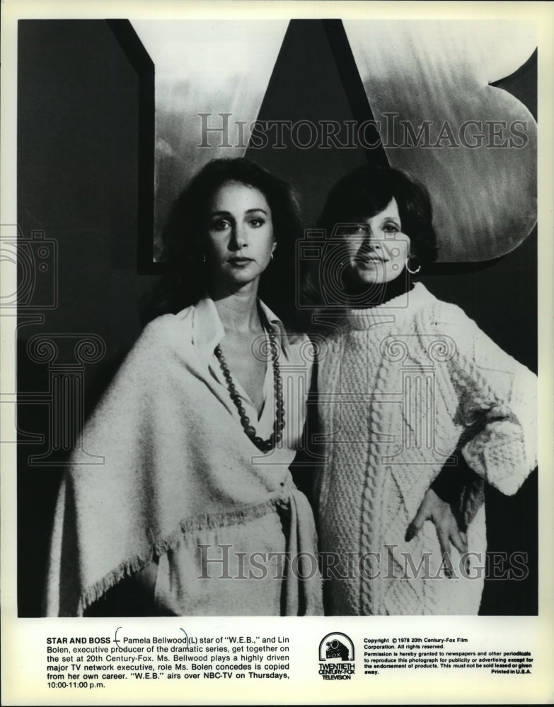 1978, Pamela Bellywood and Lin Bolen on the set of &quot;W.E.B.&quot; - Historic Images