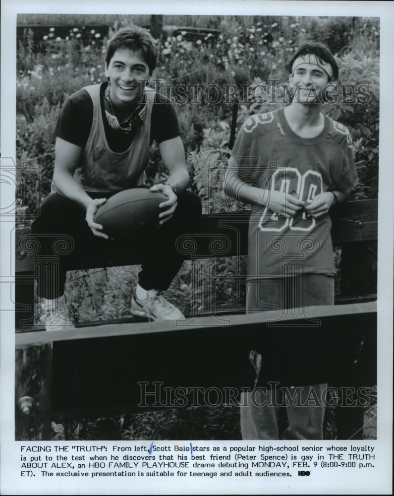 1987 Press Photo Scott Baio and Peter Spence in "The Truth about Alex" - Historic Images