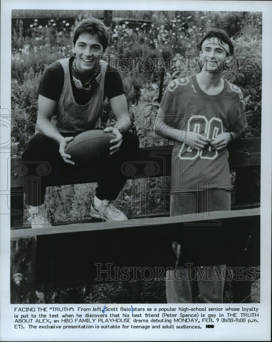 1987 Press Photo Scott Baio and Peter Spence in "The Truth about Alex" - Historic Images