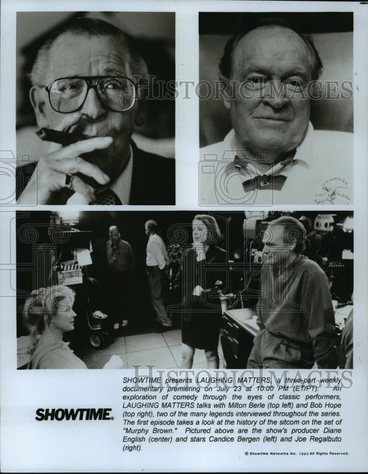 1993 Press Photo Milton Berle and Bob Hope in Laughing Matters - mjp01357 - Historic Images