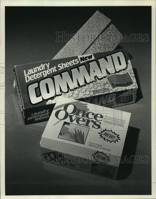 1987 Press Photo Cleaning products from Kimberly-Clark - mjp02279- Historic Images