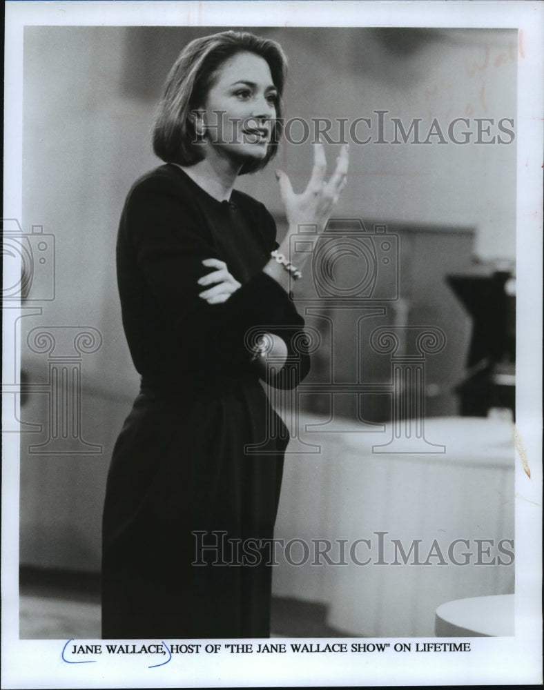 1990 Press Photo Jane Wallace, host of "The Jane Wallace Show" on Lifetime - Historic Images