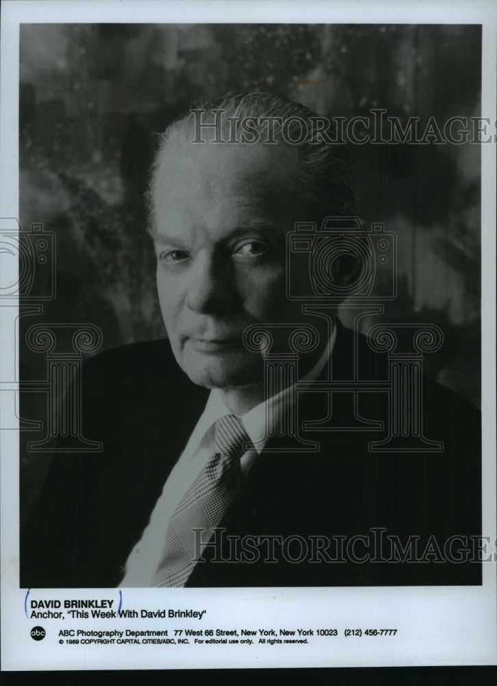 1989 Press Photo David Brinkley, Anchor for This Week with David Brinkley- Historic Images