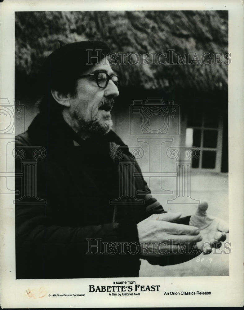 1988 Press Photo Gabriel Axel, Director on Set of Babette's Feast - mjp02683 - Historic Images