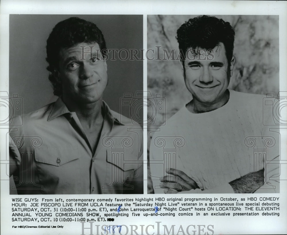 1987 Press Photo John Larroquette and Joe Piscopo, comedians - mjp02935 - Historic Images
