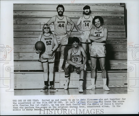 1977 Press Photo Paul Williams,Charles Fox,Dash Crofts, Jim Seals and R. Benson-Historic Images