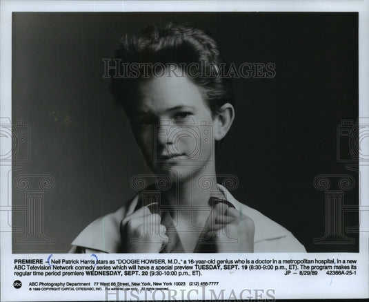 1989 Press Photo Neil Patrick Harris as "Doogie Howser, M.D." - mjp03287 - Historic Images