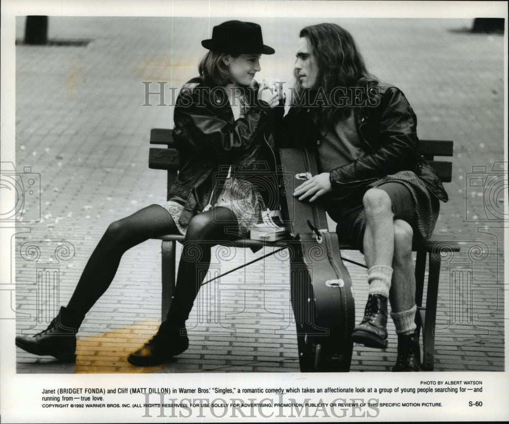 1992 Press Photo Bridget Fonda and Matt Dillon in "Singles" - mjp03290 - Historic Images