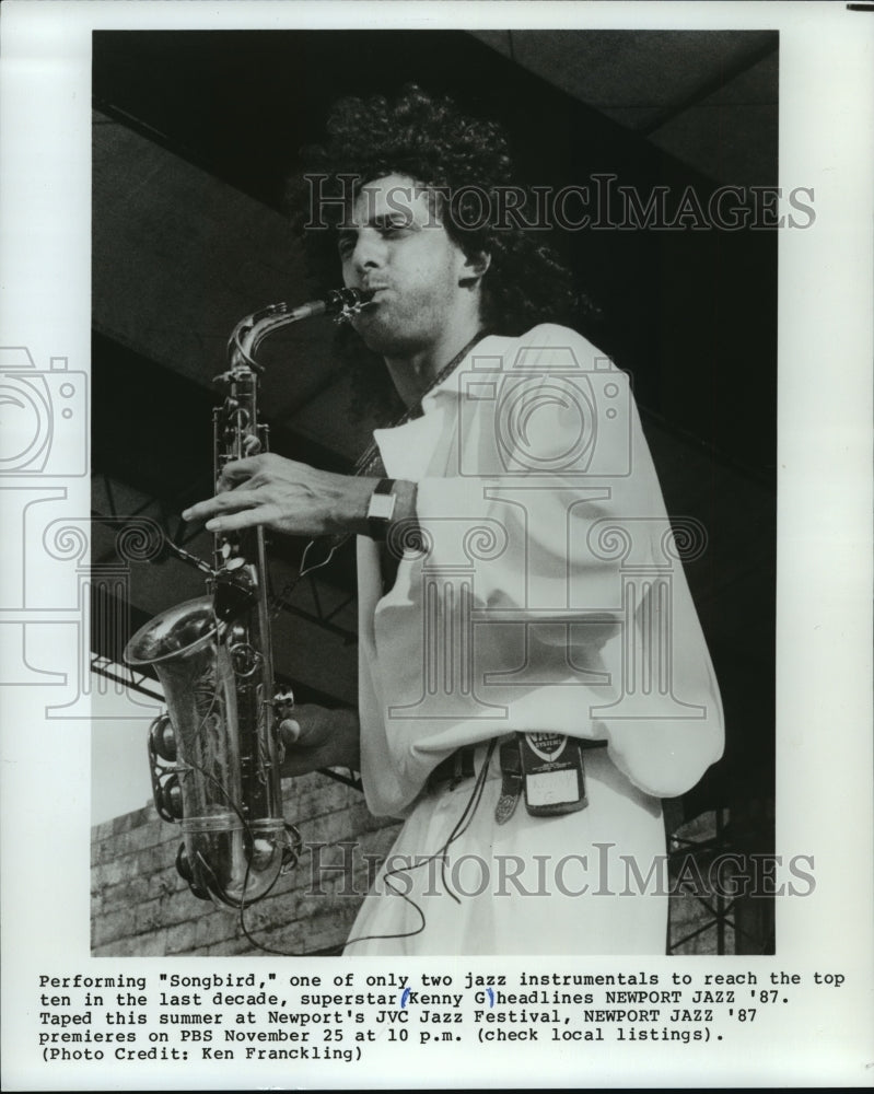 1987, Kenny G Performing Songbird at Newport Jazz &#39;87 - mjp03529 - Historic Images