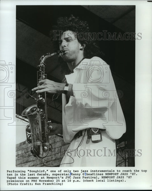 1987, Kenny G Performing Songbird at Newport Jazz '87 - mjp03529 - Historic Images