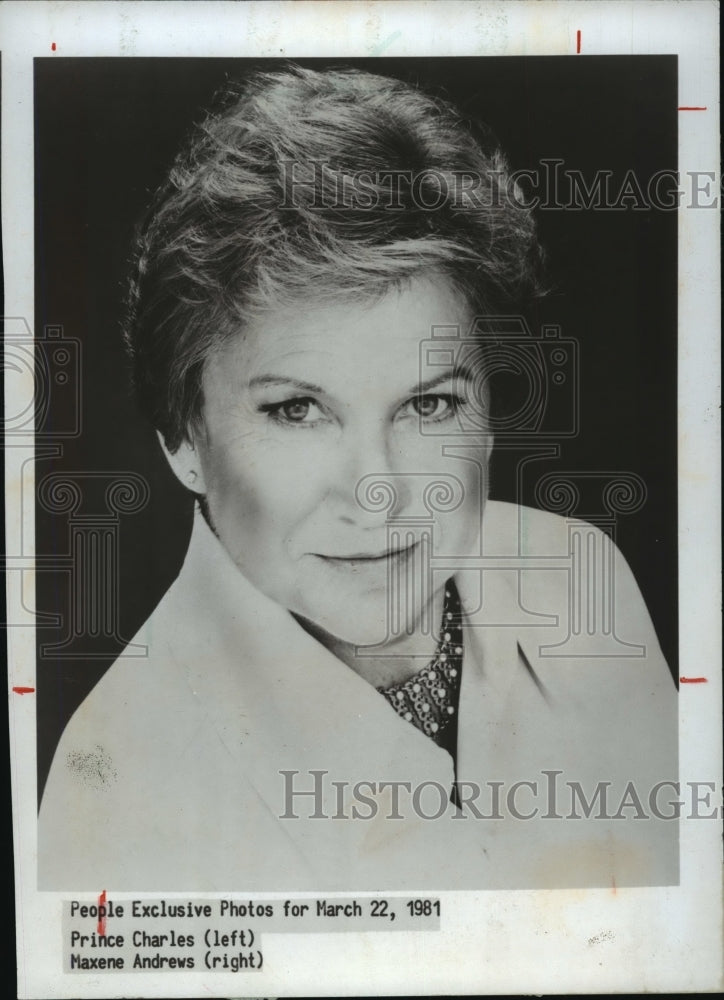1981 Press Photo Maxene Andrews, Singer - mjp03796 - Historic Images