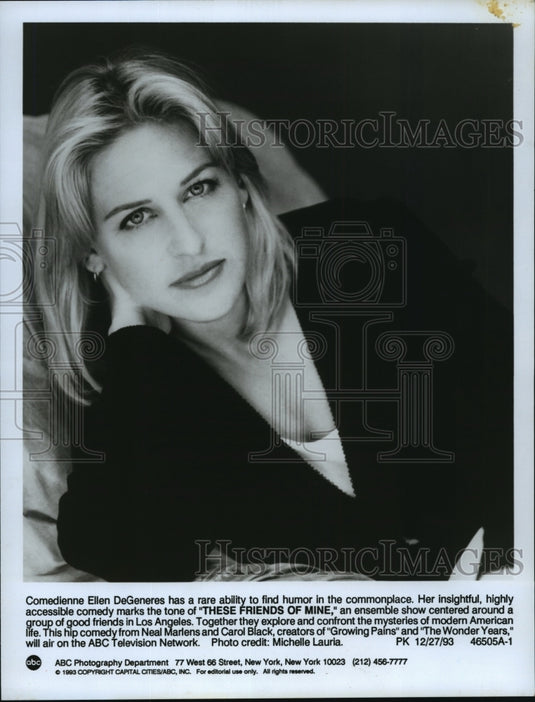 1993 Press Photo Comedienne Ellen DeGeneres in "These Friends of Mine" - Historic Images