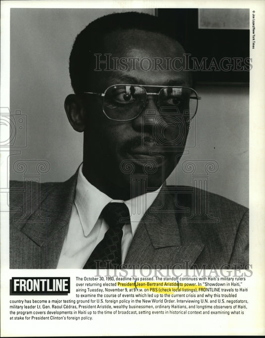 Press Photo President Jean-Bertrand Aristide in Showdown in Haiti on Frontline - Historic Images