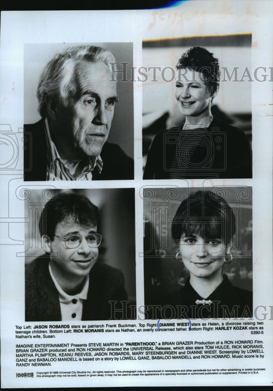 1989 Press Photo Jason Robards, Dianne Wiest and Rick Moranis in Parenthood. - Historic Images