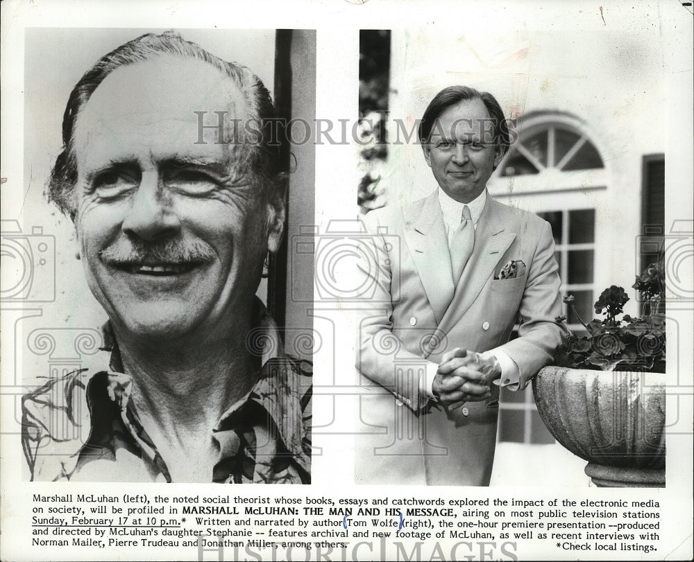 1985 Press Photo Marshall McLuhan is profiled in The Man and His Message. - Historic Images