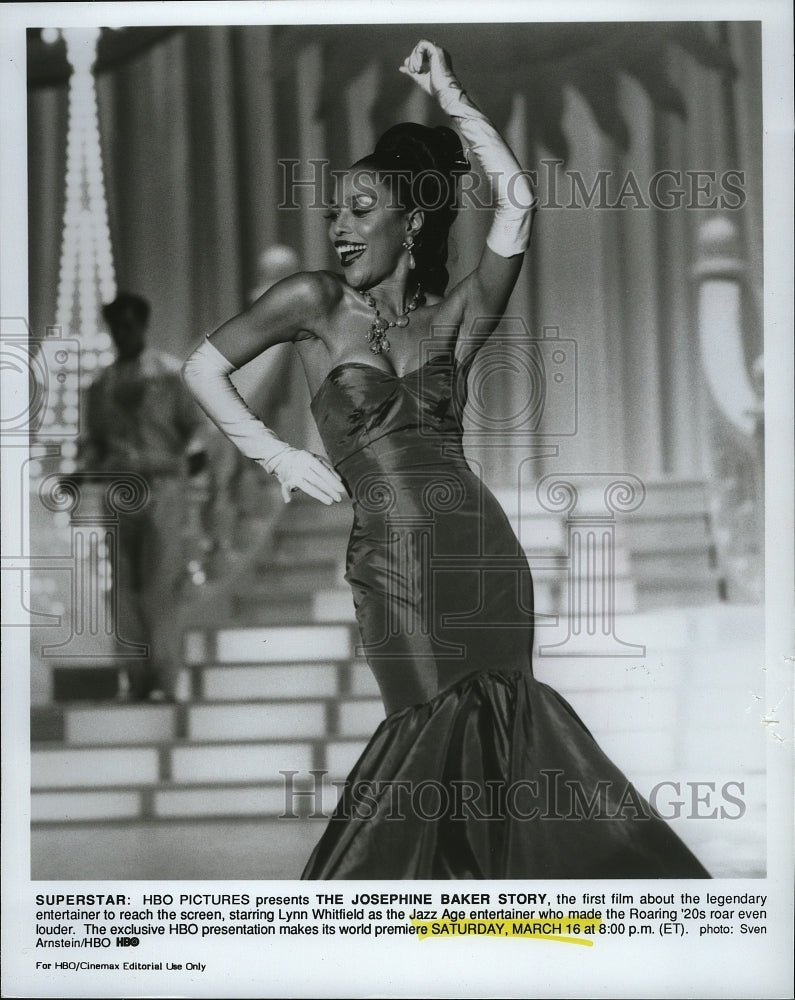 1991 Press Photo Lynn Whitfield stars in The Josephine Baker Story, on HBO. - Historic Images