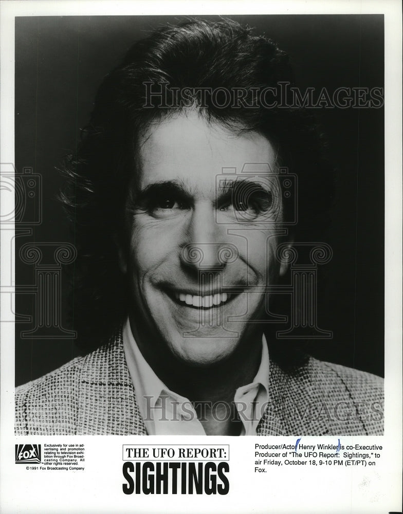 1991 Press Photo Henry Winkler producer of The UFO Report: Sightings.- Historic Images