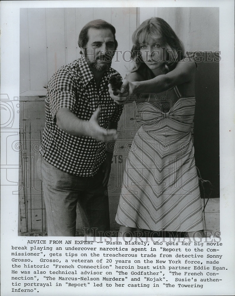 1975 Press Photo Susan Blakely and Eddie Egan in Report to the Commissioner. - Historic Images