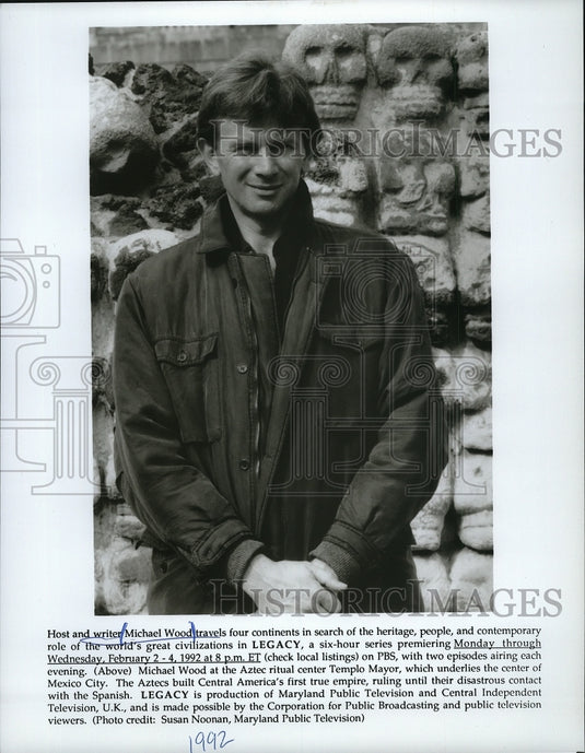 1992 Press Photo Michael Wood, host and writer of Legacy, on PBS. - mjp05508 - Historic Images