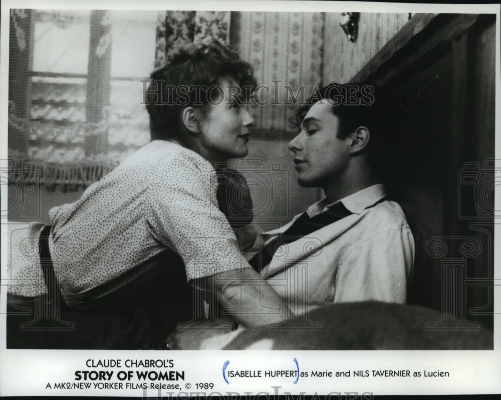 1989 Press Photo Isabelle Huppert and Nils Tavernier in Story of Women. - Historic Images