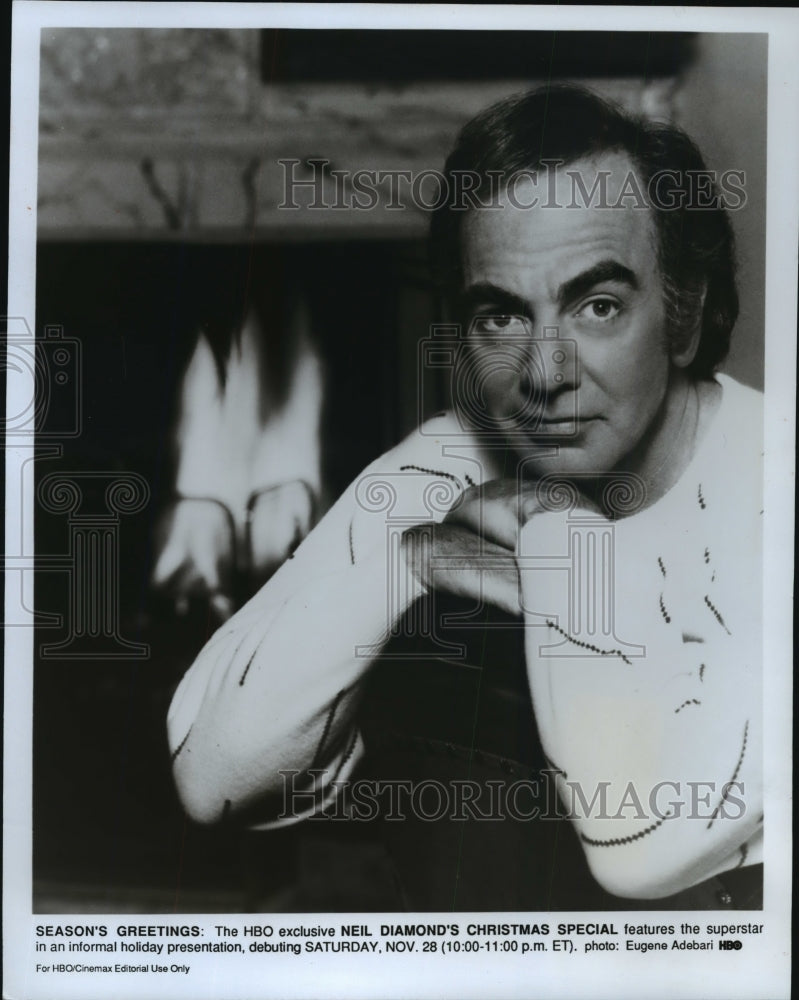 1992 Press Photo Neil Diamond on HBO's Neil Diamond's Christmas Special. - Historic Images