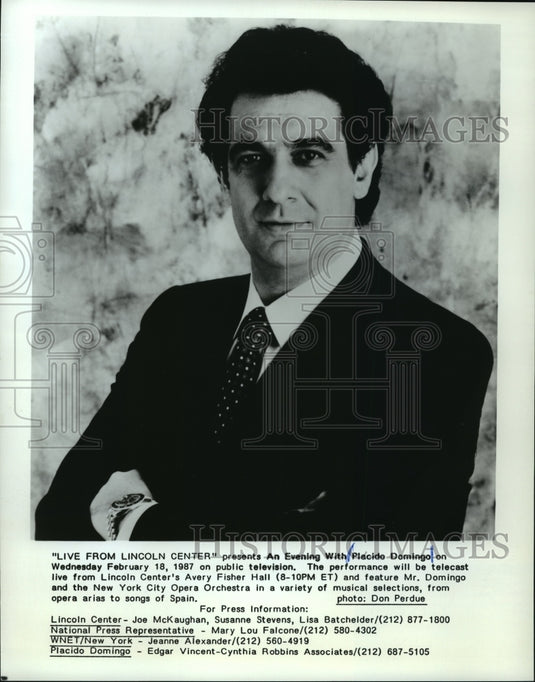 1987, Placido Domingo on Live From Lincoln Center. - mjp06259 - Historic Images