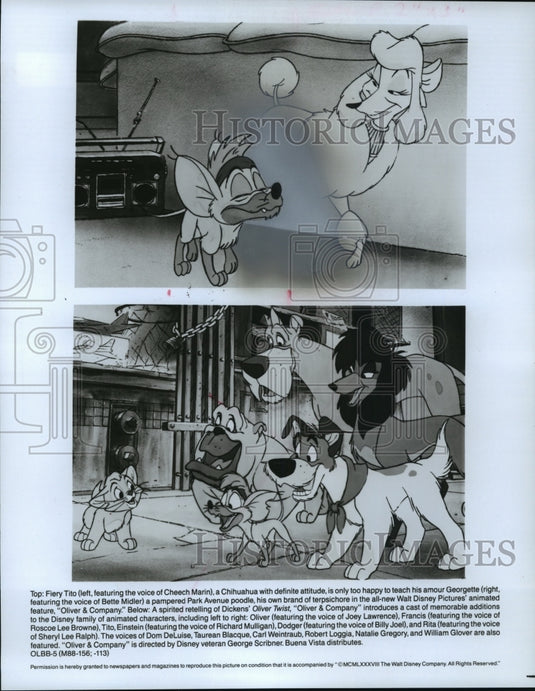 1988 Press Photo Scenes from Walt Disney's Oliver & Company. - mjp06426 - Historic Images