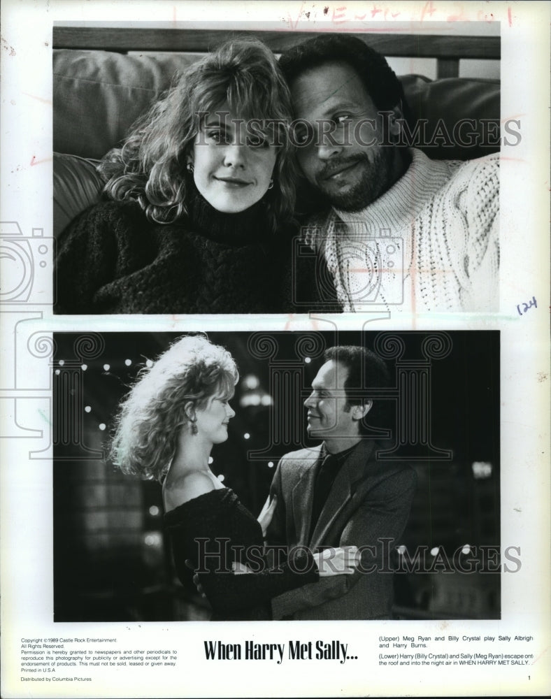 1989, Meg Ryan and Billy Crystal in "When Harry Met Sally" - Historic Images